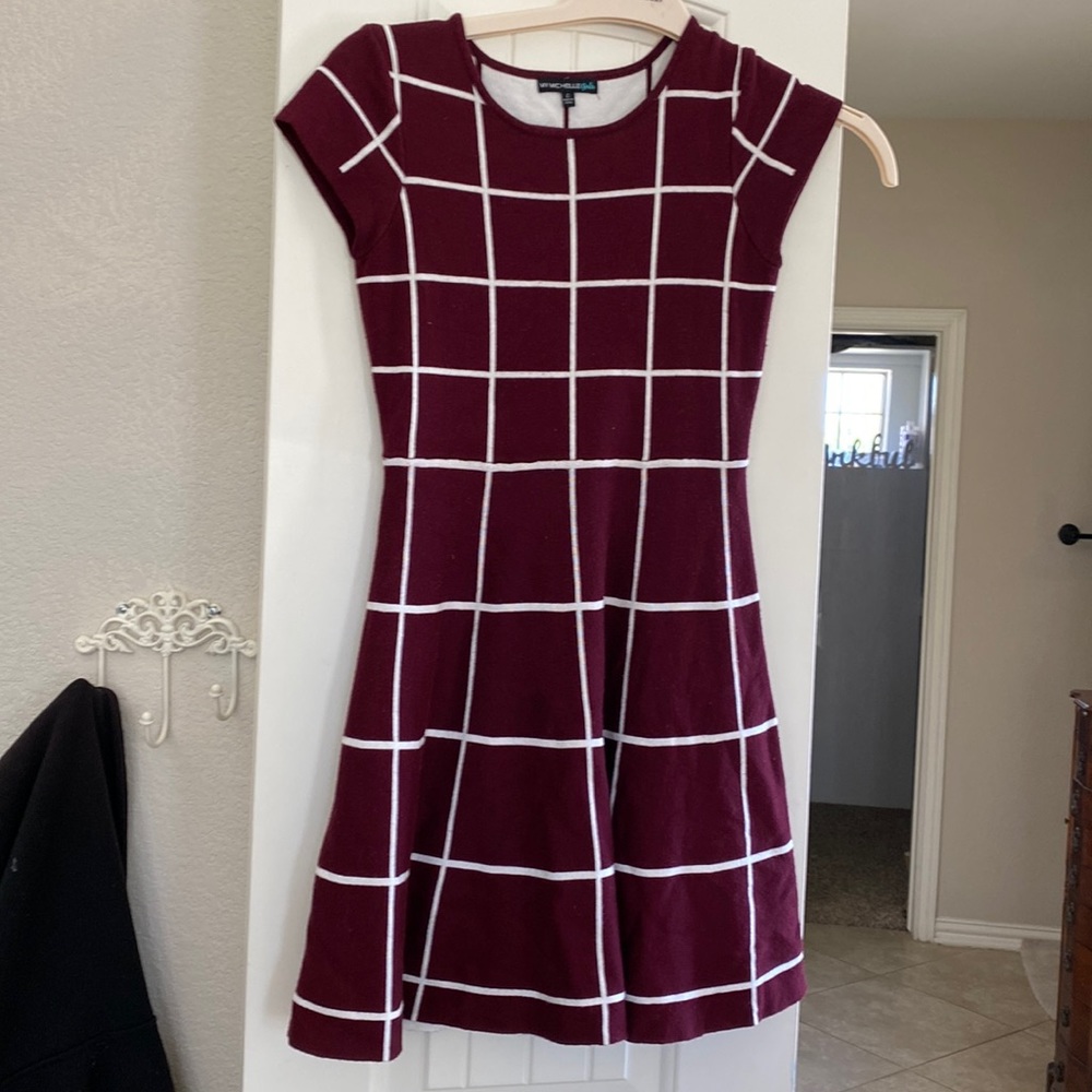 My Michelle dark red and white girls dress